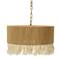 Hello Honey® 16" Brown Coastal Pendant Lamp with Natural Paper Rope Shade, Fringe Detail and Iron Base